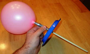 The balloon hovercraft inflated