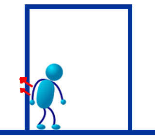 Push your arm out against the doorframe or wall to demonstrate your muscle memory