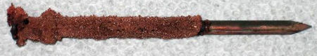 The nail electroplated with copper