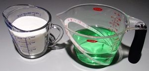 Prepare one cup of sugar and one cup of water. Make sure your water container can hold a total of two cups.